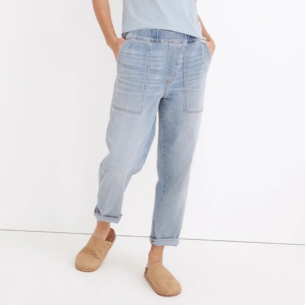 Madewell Linsford Wash Blue Pull-On Relaxed Jeans‎ Medium